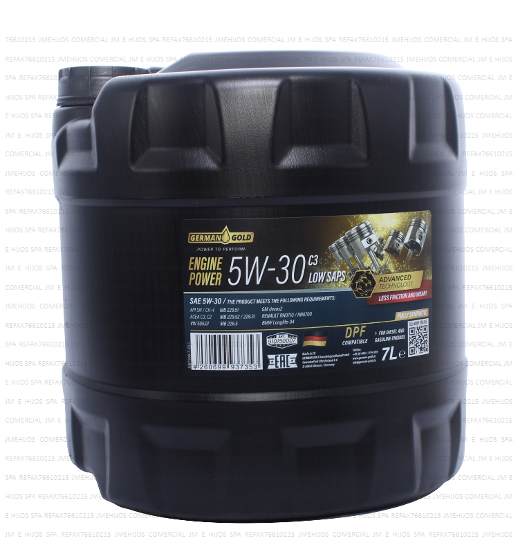ACEITE 5W30 FULL SYNTHETIC  DIESEL GASOLINA DPF GERMAN GOLD